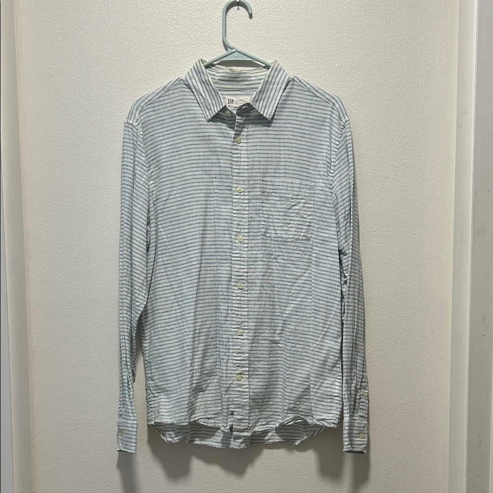 Gap Men's Light Blue Striped Shirt